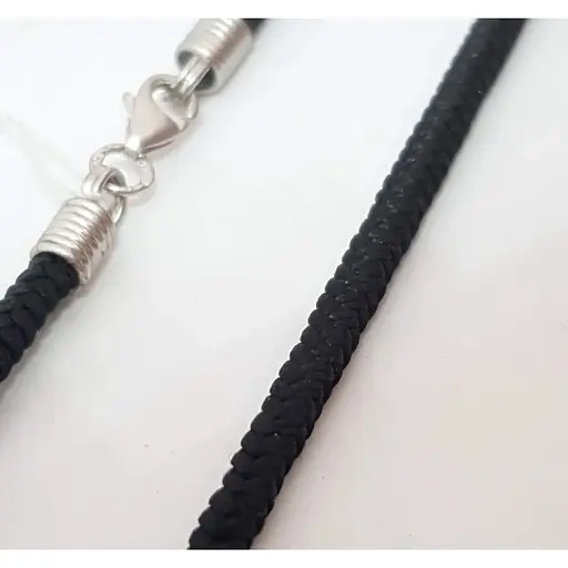 Ювелірний шнурок з текстилю Малина з срібним вставками. 331/Р 45 - фото 2