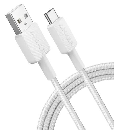 Кабель Anker 322 USB-A to USB-C - 1.8m Nylon White (6908156) - фото 2