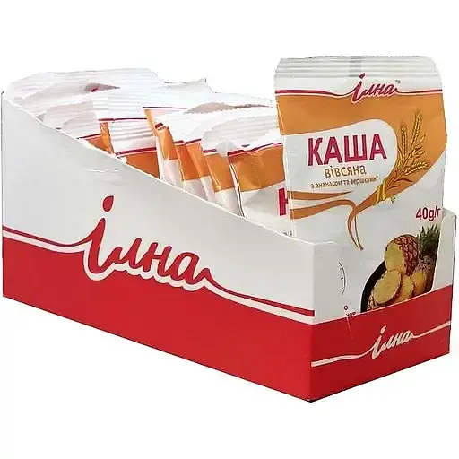 Каша швидкого приготування Ілна вівсяна з ананасом та вершками 800 г (20 шт. х 40 г) - фото 1