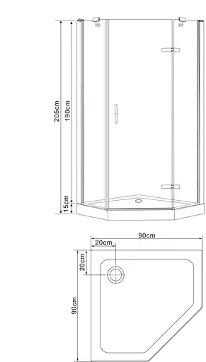 Душова кабіна Eger Stefani 90x90 на низькому піддоні 599-535, Хром - фото 5