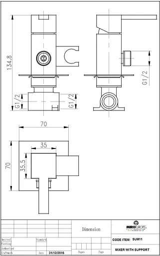 Змішувач для гігієнічного душу прихованого монтажу Miro Europe SUM11, Хром - фото 2
