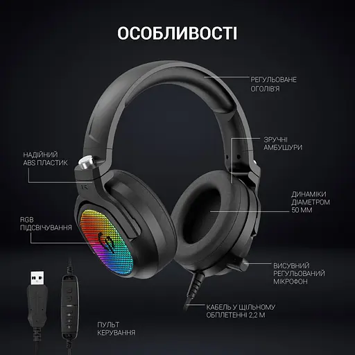 Навушники GamePro HS1300 RGB 7.1 Black (HS1300) - фото 5