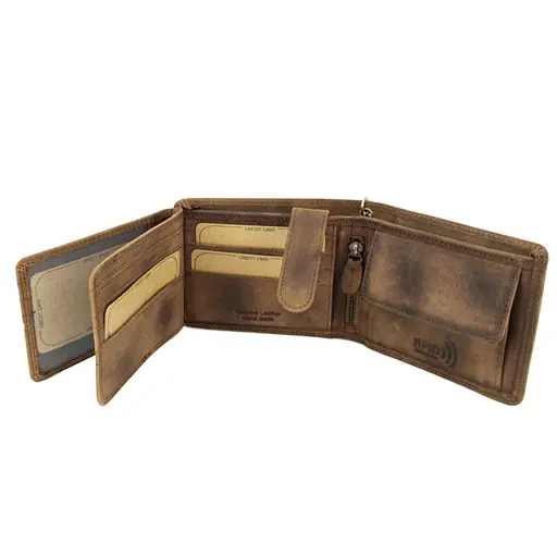 Мужской кожаный кошелек с мотоциклом коричневый Always Wild N992C-VIN-M - фото 6