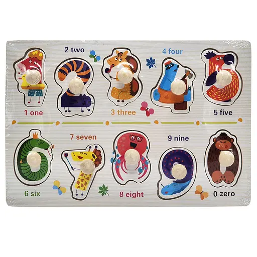 Дерев'яний пазл-вкладиш Цифри 53972-5 ручка-тримач, у плівці