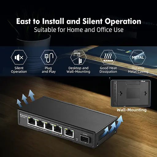 Ethernet-комутатор MokerLink 2.5G з 10G SFP, з 5 портами 2.5G Base-T, сумісними з 10/100/1000Mbps - фото 5