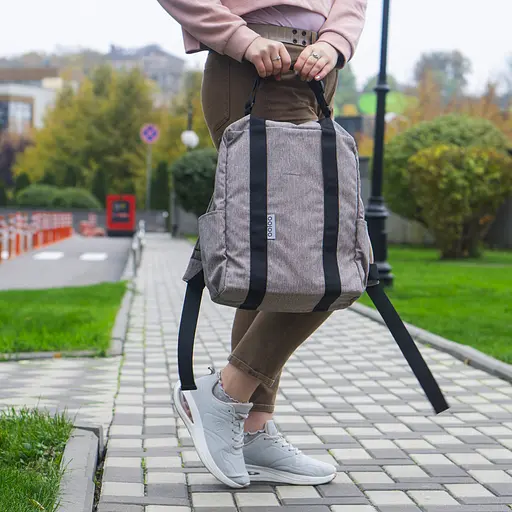 Рюкзак-антикрадій OOLOO Кенгуру mini 40x30x12 см,  кавовий 4240 - фото 6