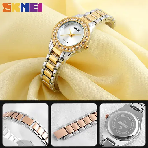 Женские классические часы Skmei 1262 (Золотистые) - фото 4