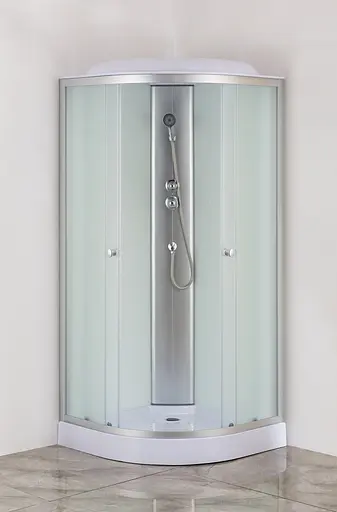 Душевой бокс без гидромассажа Mixxus Strong SB02-90x90x215-FB Satin с низким поддоном MI6886, Хром матовый, матовый, хром матовый - фото 7