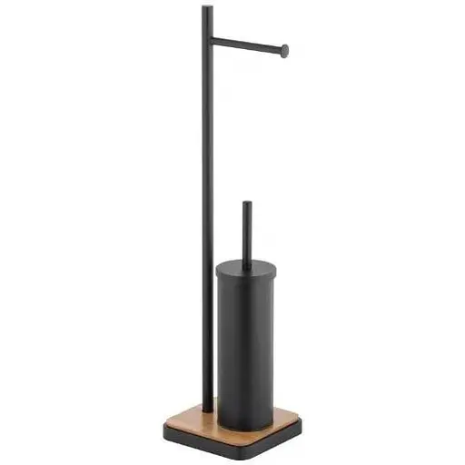 Стойка для ершика и туалетной бумаги Yoka Dyka black bamboo P.DYKA-BLK, Черный матовый - фото 1