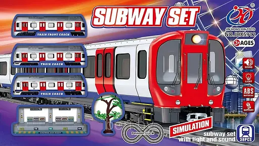 Дитяча залізниця JHX 5912 - інтерактивний поїзд із 3 вагонами, 38 деталей, підсвічування, звук, ігрові аксесуари - фото 3