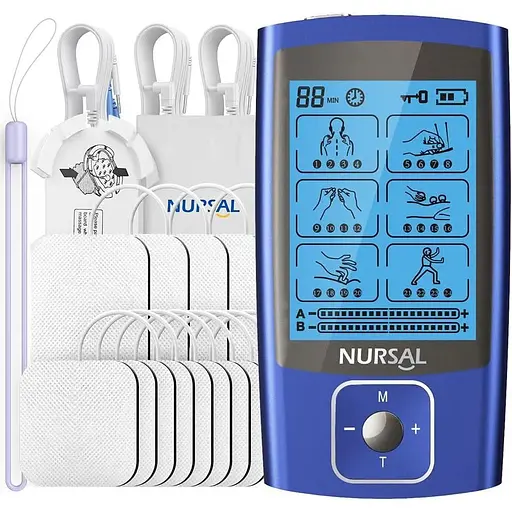 М'язовий стимулятор для полегшення болю NURSAL TENS EMS Unit електричний 24 режими Двоканальний імпульсний