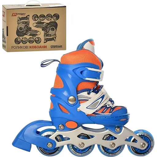 Ролики Profi A4122-XS-BL поліуретанові розмір 27-30 м'який тип черевика сині - фото 5