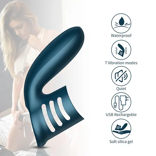 Насадка на пенис B - Series Fox Foxshow Wibrator Silicone Ring 11 см синий - фото 9