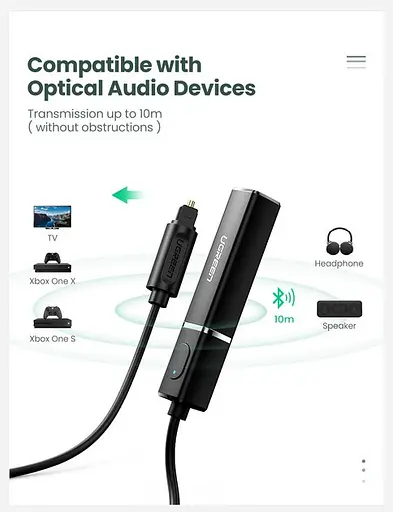 Адаптер передатчик UGREEN Bluetooth 5.0 Transmitter Audio Adapter (50213) - фото 3