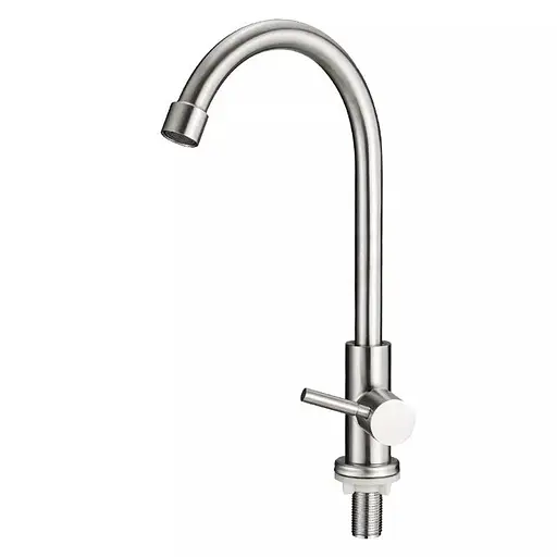 Монокран для раковини поворотний вилив нержавіюча сталь Wezer EKO14A-14 Нержавіюча сталь - фото 3