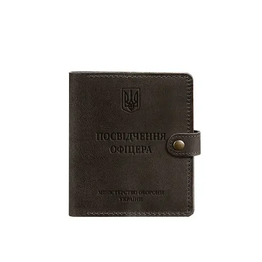 Кожаная обложка-портмоне для удостоверения офицера 11.0 темно-коричневая Crazy Horse - фото 7