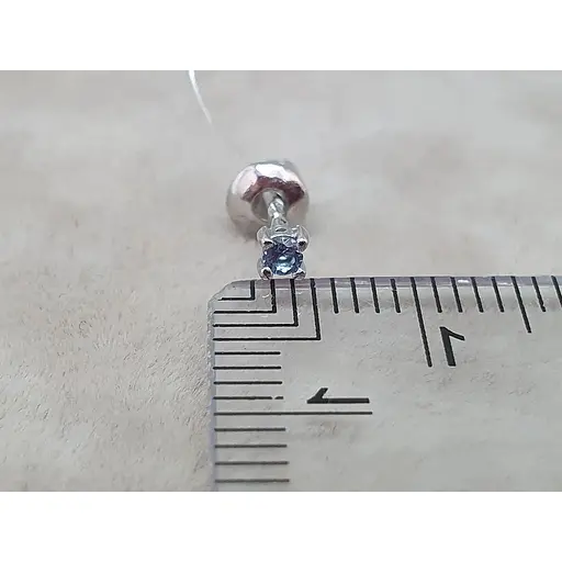 Серебряная моносерьга пуссета с фианитом. 3004.9С Синий (топаз) - фото 4