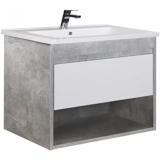 Тумба Мойдодир Oslo 70 Loft з умивальником Cosmo 70 бетон/Білий Сірий - фото 1