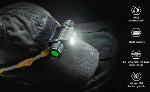 Тактический налобный фонарь Sofirn H25LR с красным светом 660лм (без аккумулятора) - фото 3