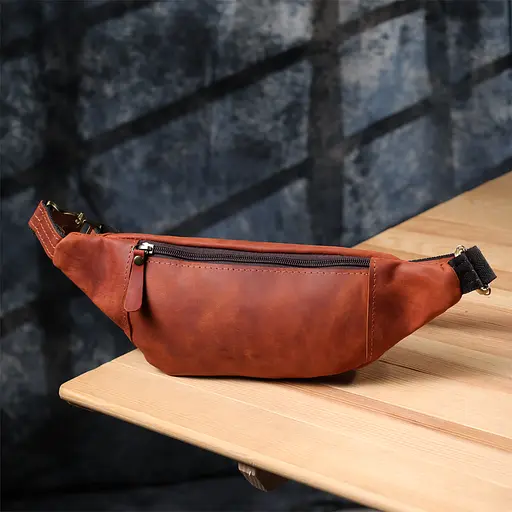 Практична сумка-бананка для чоловіків із натуральної вінтажної шкіри SHVIGEL 34х12х4 см sum0027477 - фото 10