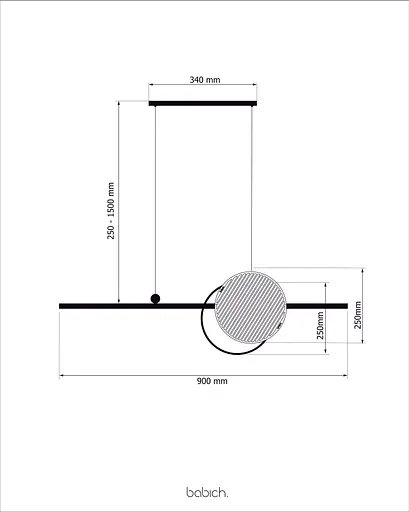 Підвісний стельовий світильник Babich Studio Mid 900 Black (RAL 9005) - фото 5