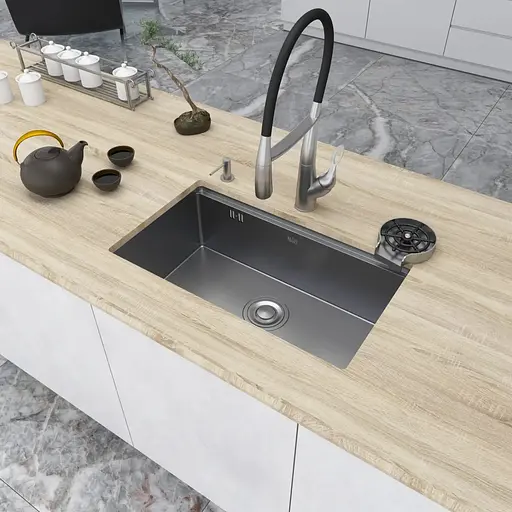 Кухонна мийка під стільницю 1.5 мм кухонна станція Nett NS-7042, Нержавіюча сталь - фото 4