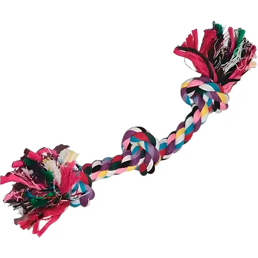 Игрушка канат-грейфер для собак Fox цветной двухузловой 38 см - фото 1