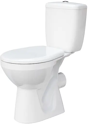 Унитаз-компакт Cersanit Kadda горизонтальный слив боковой подвод с сиденьнм полипропилен K33-005, Белый - фото 1