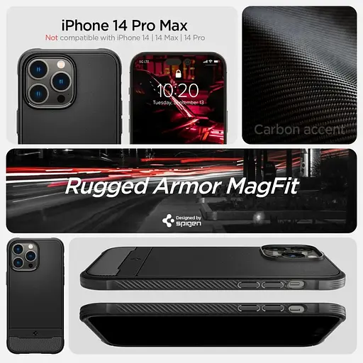 Оригінальний протиударний чохол Spigen Tough Armor для Iphone 14 Pro (6.1") Black ACS04985 - фото 13