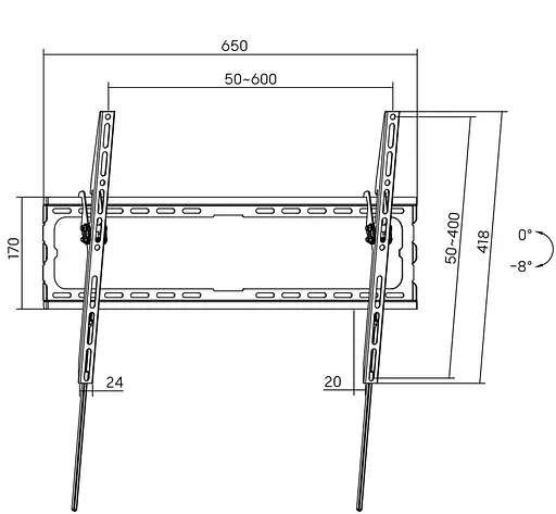 Кронштейн для телевізора AGN AGN80-460T з нахилом/37`-80`/45 кг/max.VESA 600x400/Black - фото 7