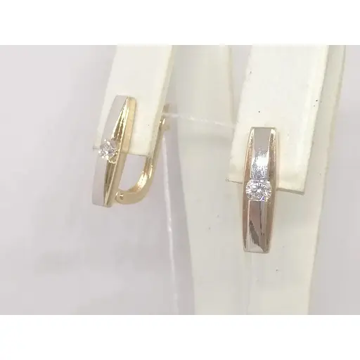 Золотые серьги Столичная Ювелирная Фабрика с фианитами. 111058 - фото 2