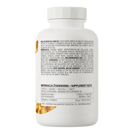 Холекальциферол OstroVit Vitamin D3 1000 IU, 90 таблеток - фото 2