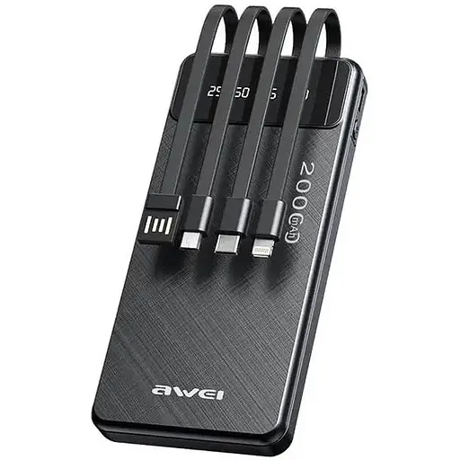 Павербанк портативна батарея Awei P132K портативний зарядний пристрій для телефону 20000 mAh Чорний - фото 1