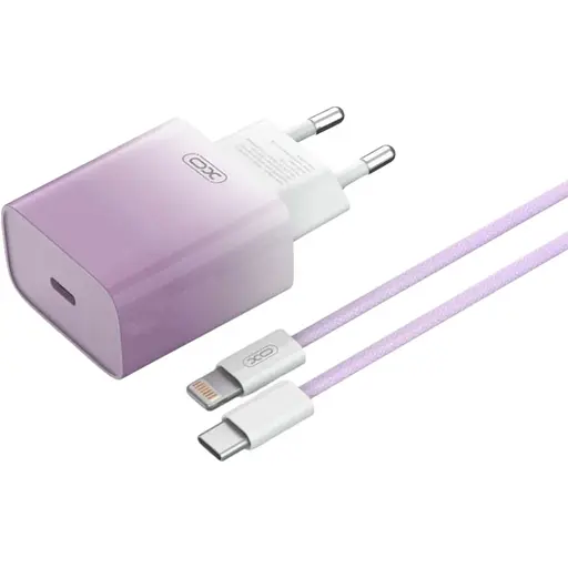 Комплект зарядного пристрою XO CE18 1Type-C PD/QC 30W Type-C to Lightning Violet