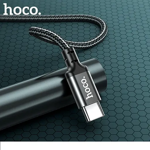 Кабель HOCO X14 Type-C to Type-C 60W, 1m, nylon, aluminum connectors, Black - фото 9
