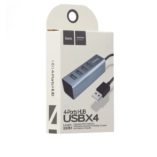Usb-хаб Hoco HB1 4Usb Line machine Серебристый - фото 2