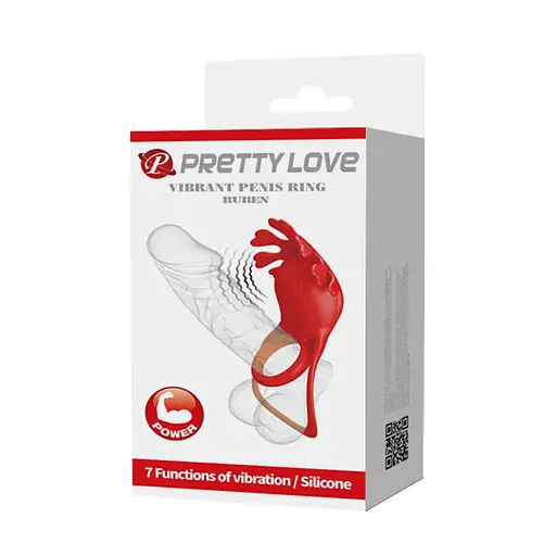 Эрекционное кольцо Pretty Love Vibrant Penis Ring Ruben 8.5 см красный - фото 8