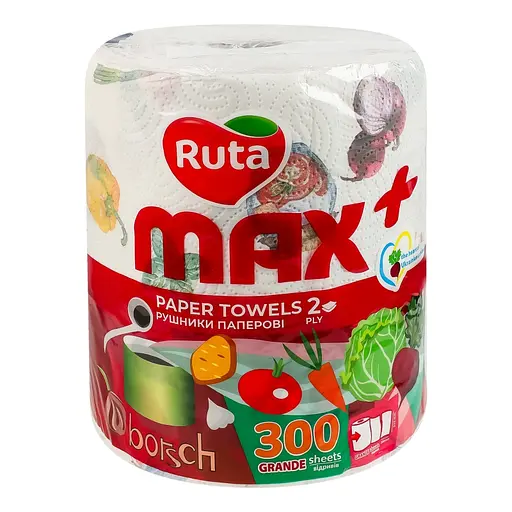 Рушники паперові Ruta Max Plus 1 рул 2 ш білі - фото 1