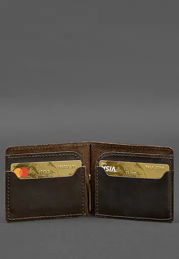 Кожаный портмоне 13.0 зажим темно-коричневый Crazy Horse - фото 4