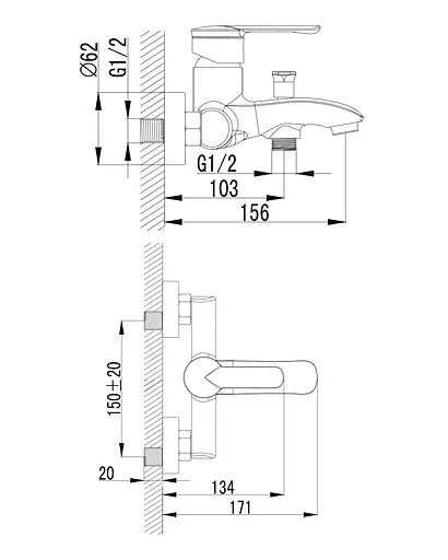 Cмеситель для ванной Imprese Mze 10130 Хром - фото 2