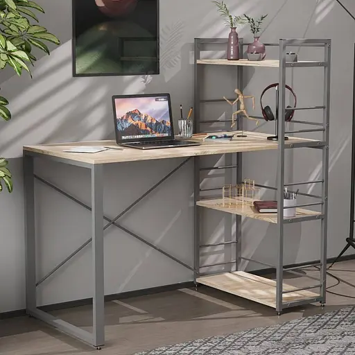 Письмовий стіл Ferrum-decor Серії Конект з етажеркою 75x120x60 сірий ДСП Дуб Сан-Марино 16мм (FRD-104231)