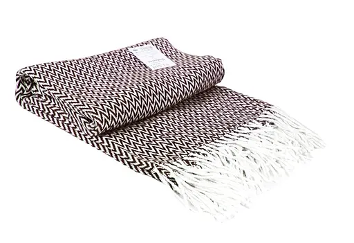 Плед бавовняний Vladi Валенсія Антоніо 140х200 білий-темно-коричневий - фото 1