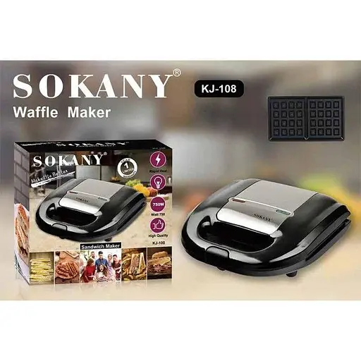 Вафельница Sokany KJ-108W антипригарное покрытие Черный 750 Вт - фото 4