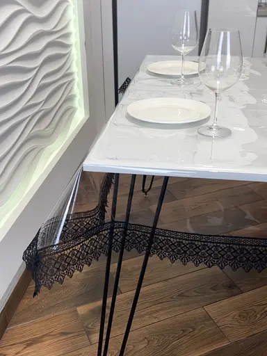 Силиконовая скатерть с черным кружевом 7 см 400х100 см - фото 9