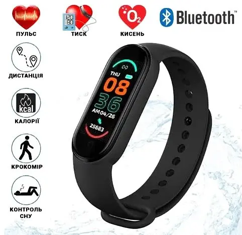 Смарт-браслет Smart Band M6 чорний - фото 2