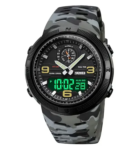 Чоловічий спортивний годинник Skmei 1655 (Сірий камуфляж) - фото 2