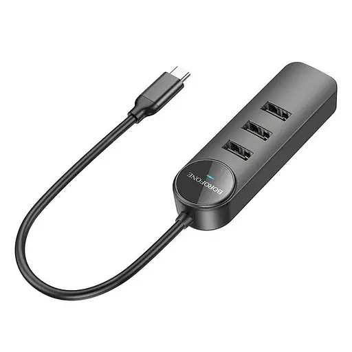USB-C хаб адаптер Borofone DH6 Erudite 4-in-1 на 3*USB 3.0 и RJ45 6941991104312 - фото 4