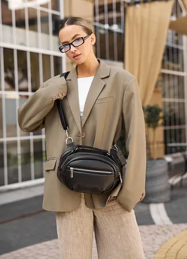 Сумка через плечо женская бананка Sambag Pure черная 30×17×10 см (85515001) - фото 1