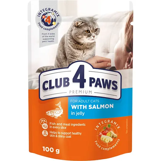 Влажный корм для кошек Club 4 Paws с лососем в желе 100 г
