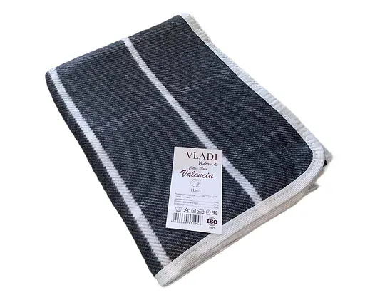 Плед бавовняний Vladi Валенсія Гаррі 100х140 біло-темно-сірий - фото 1